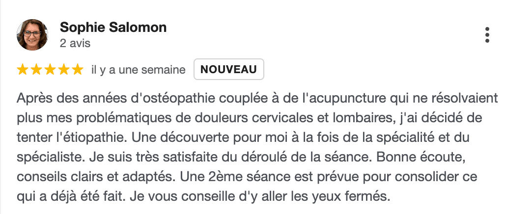 Avis Google — Sophie Salomon, 5 étoiles