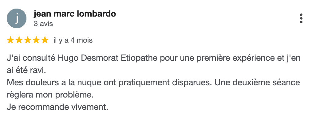 Avis Google — Jean Marc Lombardo, 5 étoiles