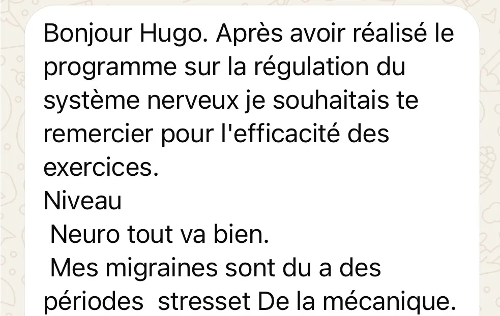 Capture d'écran : efficacité des exercices de régulation du système nerveux